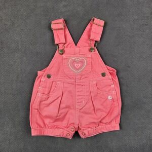 Carhartt Shortall Overalls Baby Girl 6M Pink Heart Canvas Cotton Snap Bottom